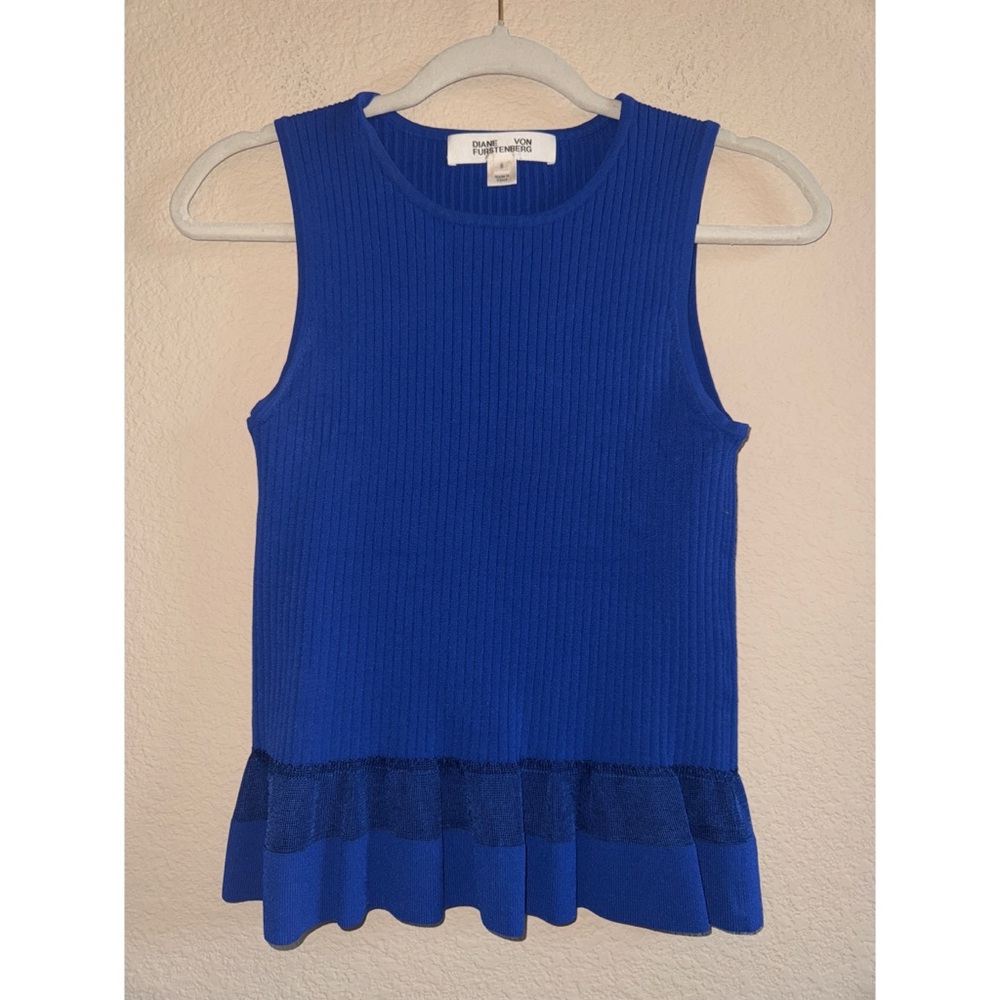 Diane Von Furstenberg Royal Blue Sleeveless Top Size Small